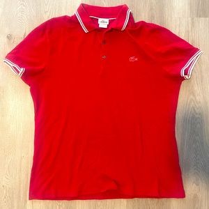 Lacoste Size 7 Slim (Fits Like A Large) Mens Red Polo 🐊